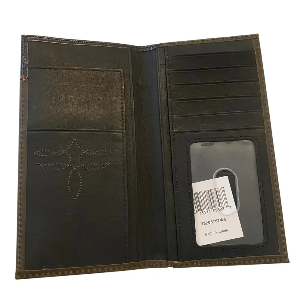 NWT Men’s Justin Russet Inlay Rodeo Genuine Leather Brown Western RFID Wallet